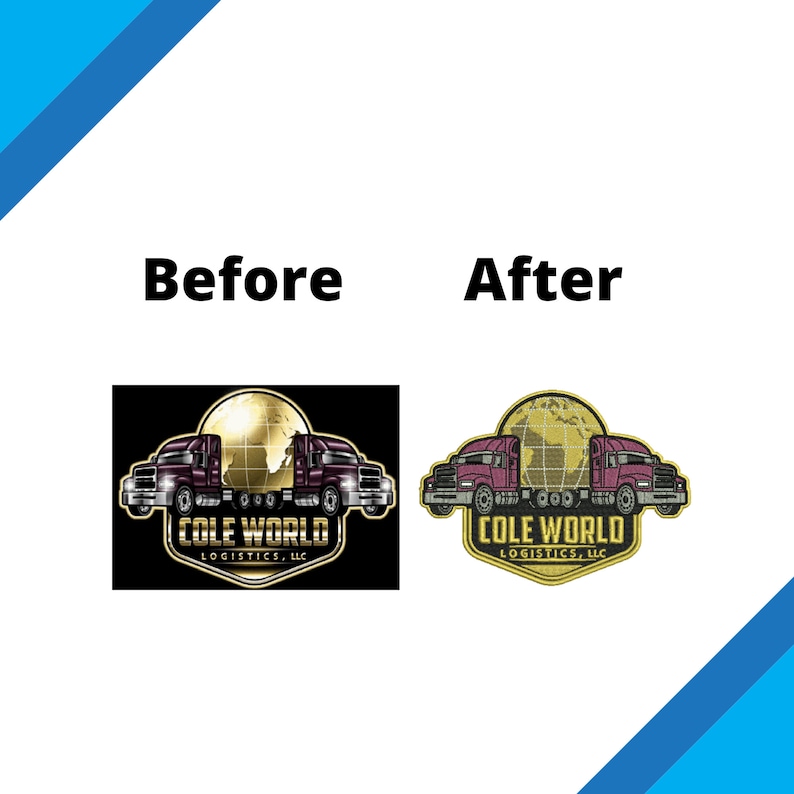 Pu&ograve; includere: Un design di logo per un'azienda di trasporti su strada chiamata Cole World Logistics, LLC. Il logo presenta due camion con un globo terrestre tra loro. I camion sono viola e il globo &egrave; dorato. Il testo &egrave; in oro.