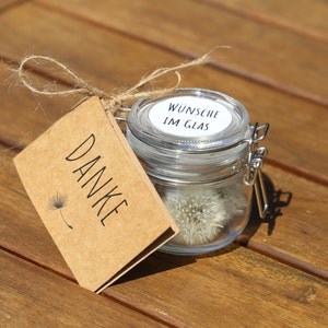 Echte Pusteblume im Glas  |  Wunscherfüller | Wunschglas Wünsche mit Karte personalisierbar kleines Geschenk Dankeschön Aufmerksamkeit