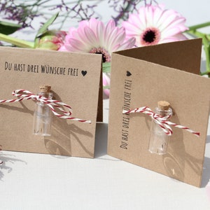 Echte Pusteblume im Glas  |  Wunscherfüller drei Wünsche | Wunschglas Wünsche mit Karte kleines Geschenk Dankeschön Aufmerksamkeit