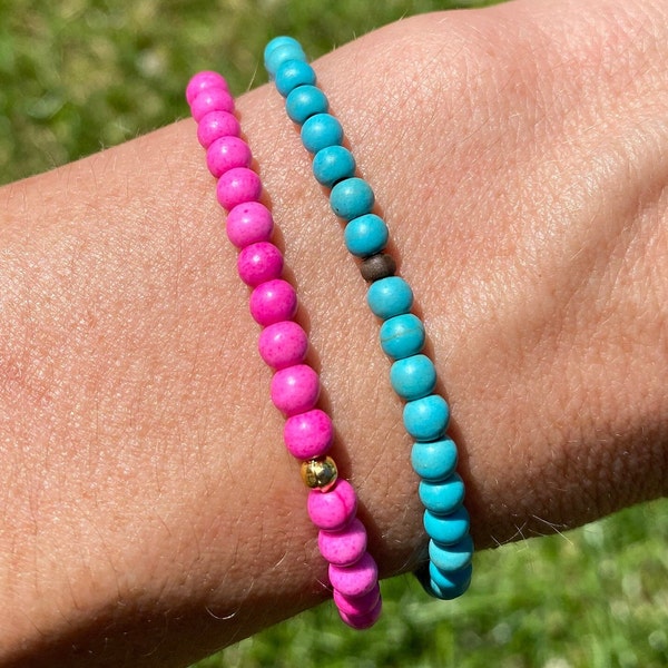 Armband pink aus Howlith Perlen
