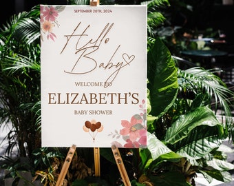 Floral Boho Baby Shower Welcome Sign Template (Digital Download)