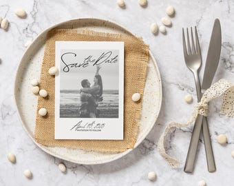 Rustic Polaroid Save the Date Template: Simple Wedding Invitation (Digital Download)
