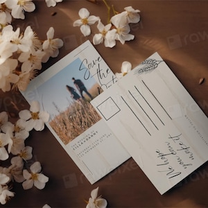 Casamento Rústico | Design Rústico para Impressão | Cartão Postal Save the Date | Perfeito para Casamentos | Download Digital | Convites de Casamento