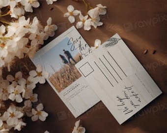 Rustic Save the Date Postcard: Printable Wedding Invitation (Digital Download)