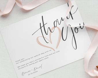 Thank You Card Template Printable | Editable Canva Wedding Bridal Shower Note | Digital Download