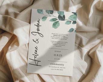 Minimal Baby Shower Invitation | Elegant Printable Design | Neutral Colors | Modern Baby Celebration
