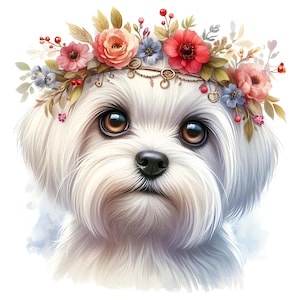 Digital - Cute Boho Toy Breed Dogs | Adorable Puppies Instant Downloadable Digital Images 5 files