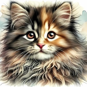 Numérique - Chatons mignons | Images numériques douces de chaton de calicot d'aquarelle pour le scrapbooking