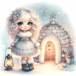 Digitaal: kerstfeeën, levendige winteraquarel digitale afbeeldingen voor scrapbooking