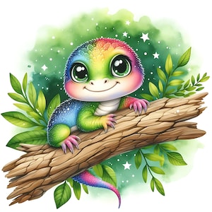 Digital - Vibrant Multi Color Lizards for crafting and scrapbooking.