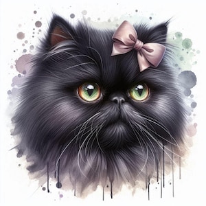 Digital - Gatos, Persas Diversos | Imagens Digitais em Aquarela Suave para Scrapbooking