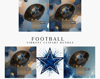 Paquete de imágenes prediseñadas de los Dallas Cowboys • Gráficos deportivos vibrantes (Descarga instantánea)