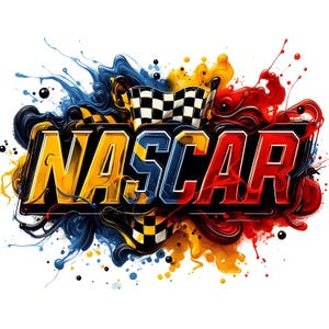 Digital - Colorful NASCAR Images in Reds, Yellow, Blue and Checkered ...