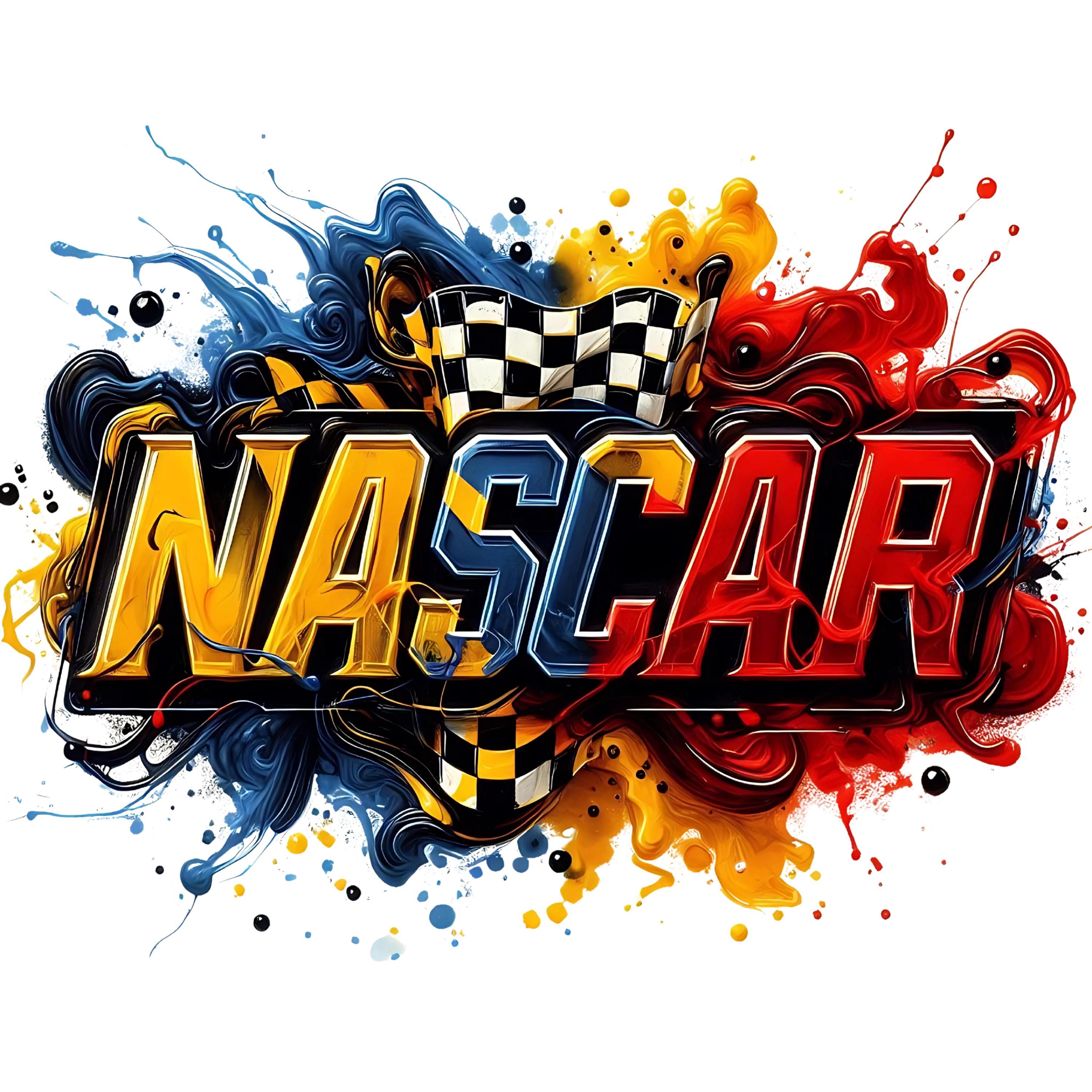 Digital - Colorful NASCAR Images in Reds, Yellow, Blue and Checkered ...