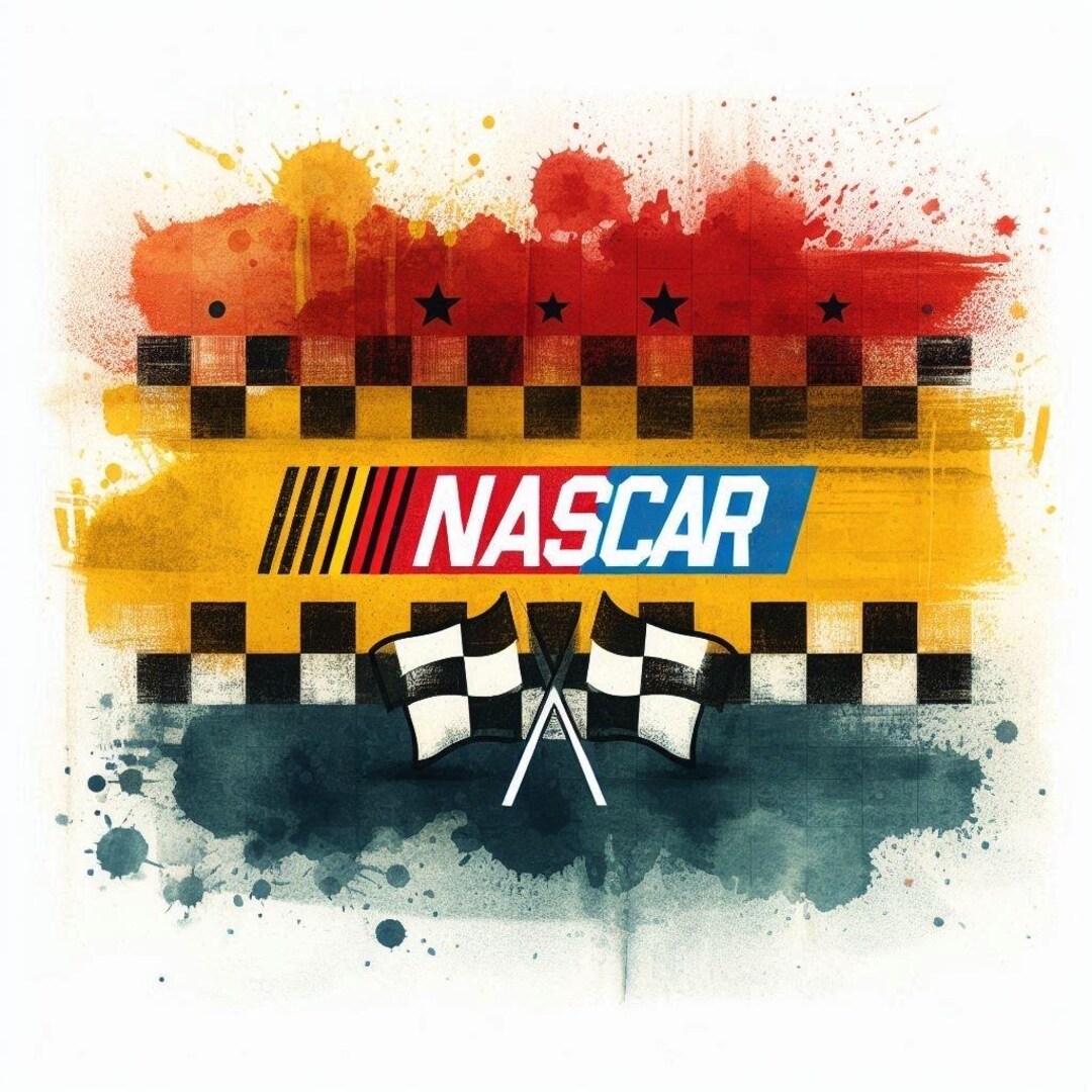 Digital - Colorful NASCAR Images in Reds, Yellow, Blue and Checkered ...