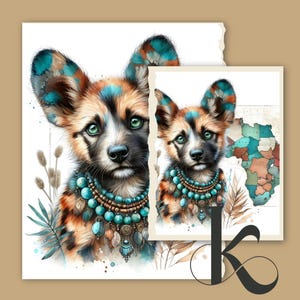 Digital - Conjunto de arte de perro salvaje africano 2 Imágenes descargables al instante