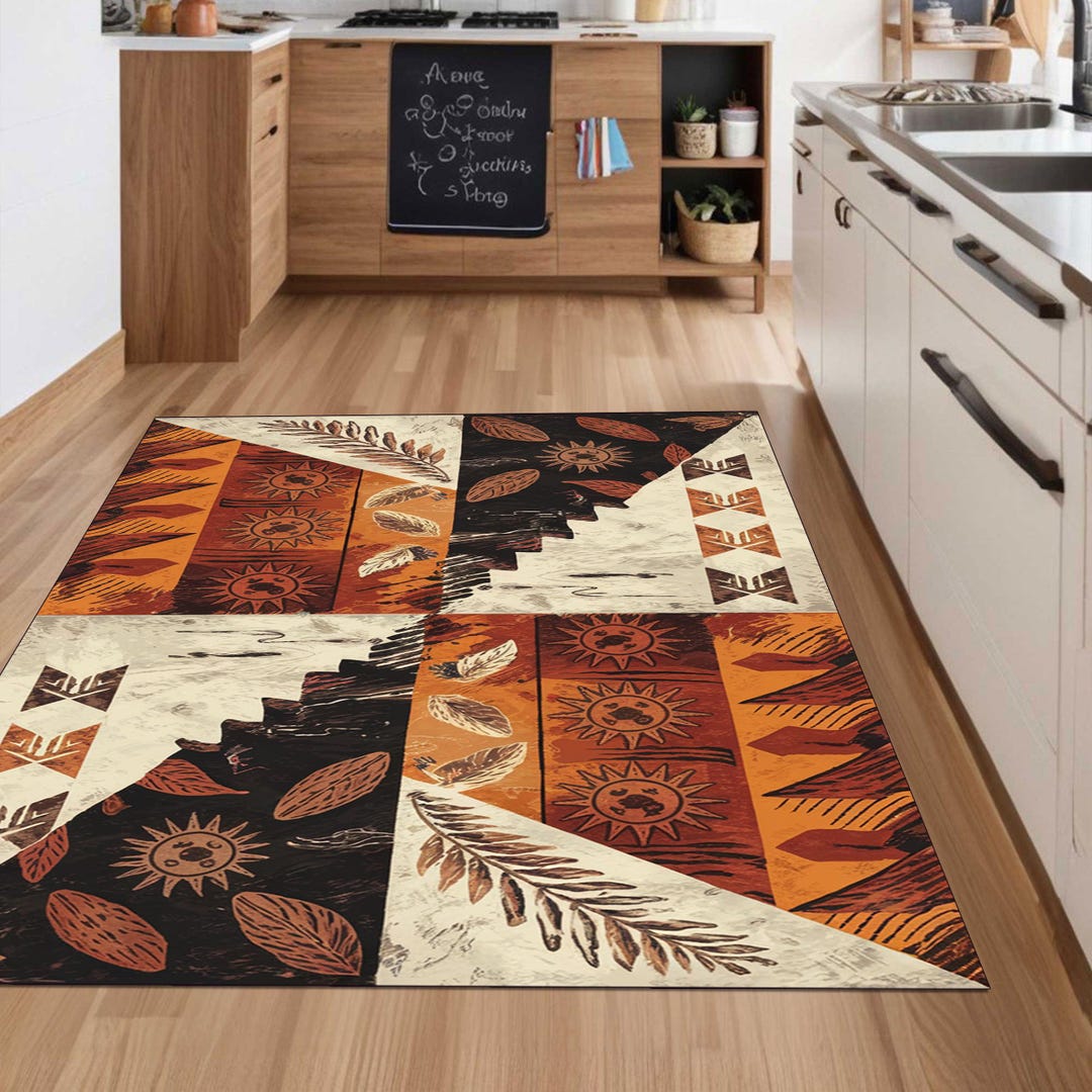 Rasist Rug Ethnic Pattern Rug, Tribal Geometric Rug, African Giraffe Decor ...