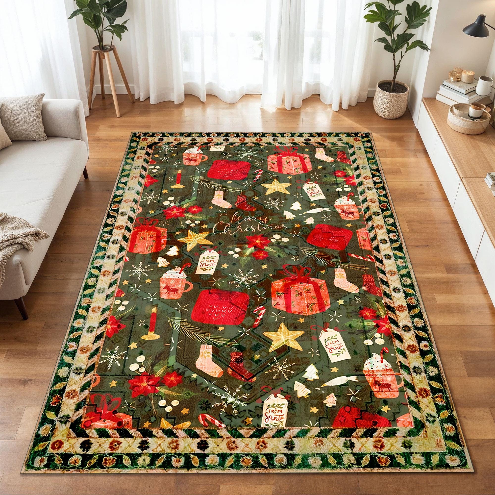 Noel Gift Rug, Christmas Decor, New Year Gift Rug, Merry Christmas Rug ...