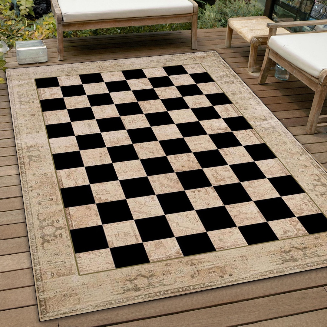 Checkerboard Area Rug, Checked Balcony Rug, Checked Rug, Checked Floor ...