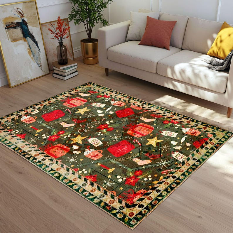 Noel Gift Rug, Christmas Decor, New Year Gift Rug, Merry Christmas Rug ...
