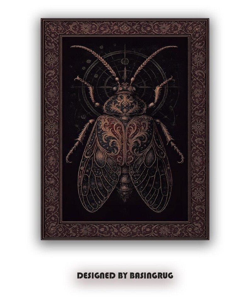 Modern Black Insect Rug Gothic Dark Black Bug Rug, Baroque Insect Rug, Fly Decor Area Rug ...