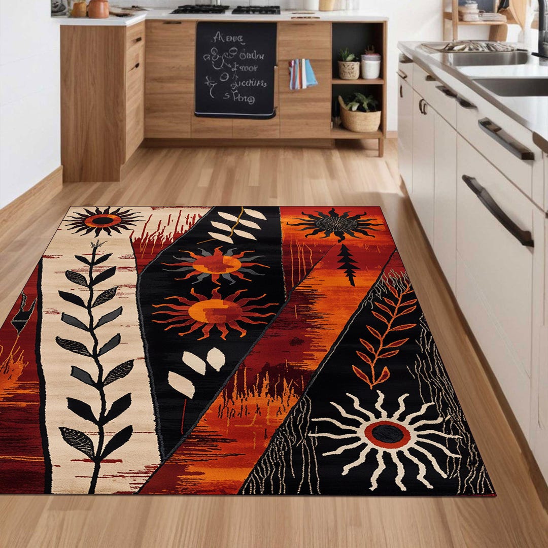Savannah Rug, Boho Tribal African Style Rug, Warm Sunset Desert Mat ...