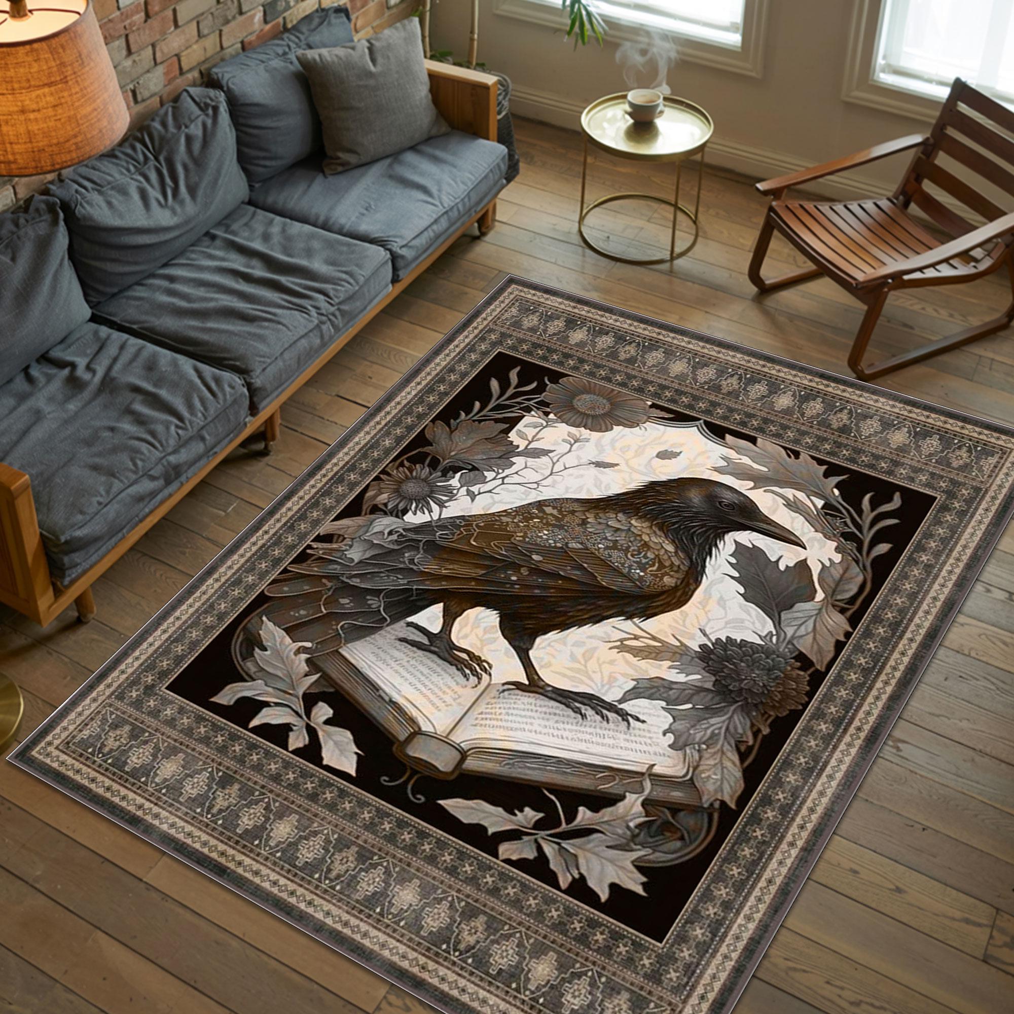 Crow Rug, Raven Rug for Goth Room Decor, Dark Academia Home Decor ...