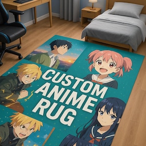 Anime Rug, Personalized Custom Rug, Custom Anime Carpet, Japanese Anime Rug, Cartoon Rug, Otaku Gamer Rug, Manga Rug, Kawaii Japanese Decor