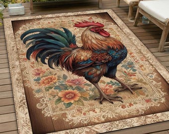 Cockerel Rug, Colorful Rooster Rug, Rooster Rug, Rooster Pattern Rug, Animal Rug, Animal Decor Rug, Vertical Rug, Gift Rug,Area Rug,Soft Rug