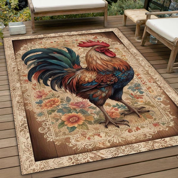 Rooster Rug Rooster Rugs - Etsy