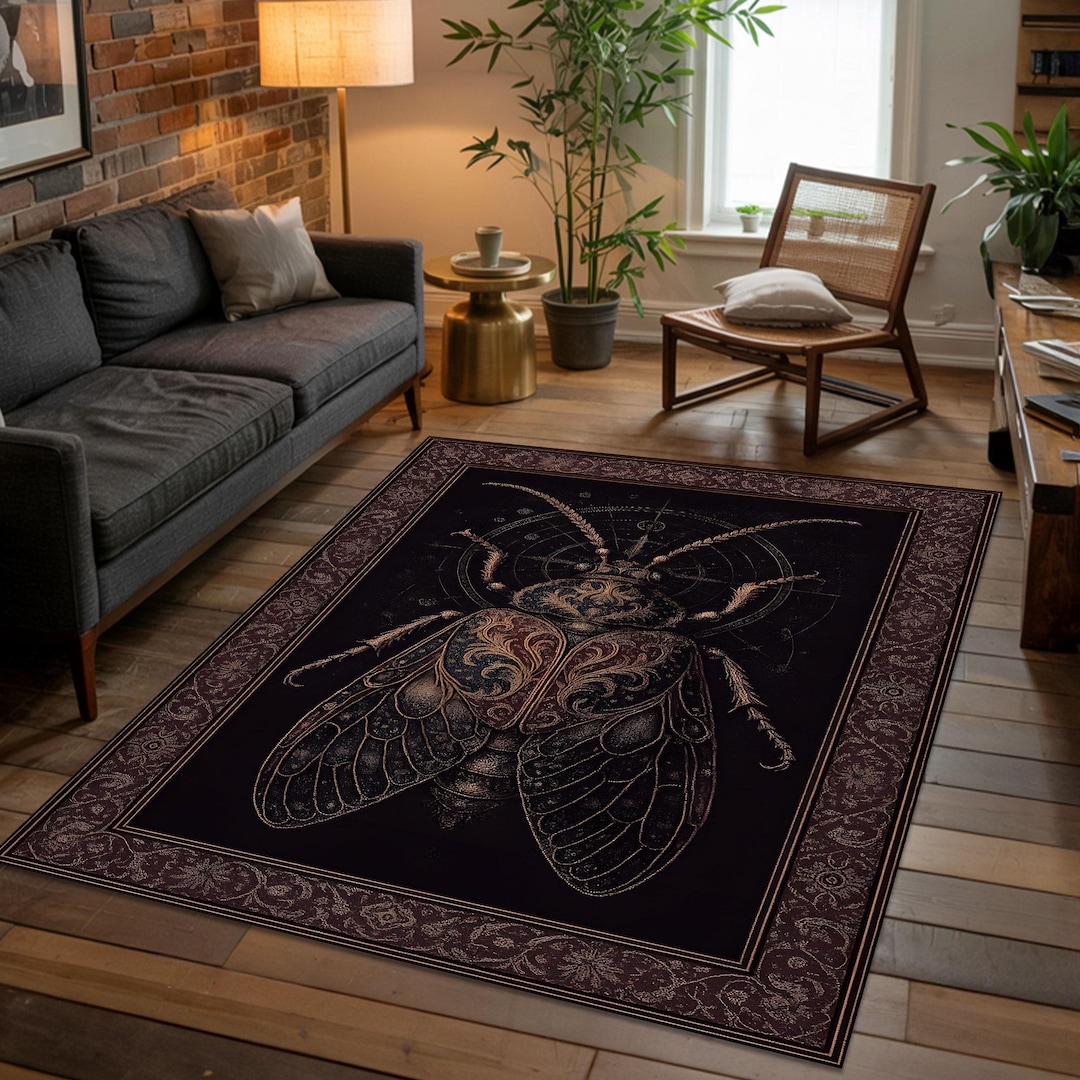 Gothic Dark Black Bug Rug, Baroque Insect Rug, Fly Decor Area Rug ...