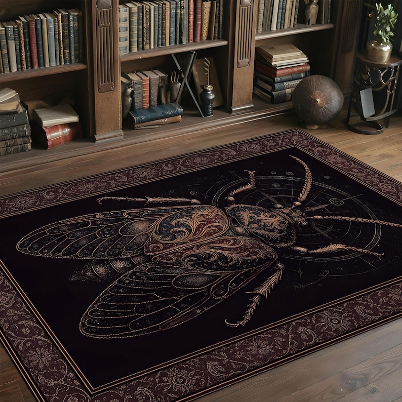 Gothic Dark Black Bug Rug, Baroque Insect Rug, Fly Decor Area Rug ...