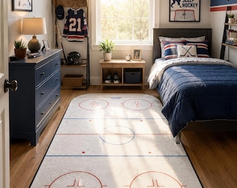 Hockey Rug Hockey Player Gift Hockey Room Carpet Boys Sports Bedroom Decor Ice Hockey Fan Gift