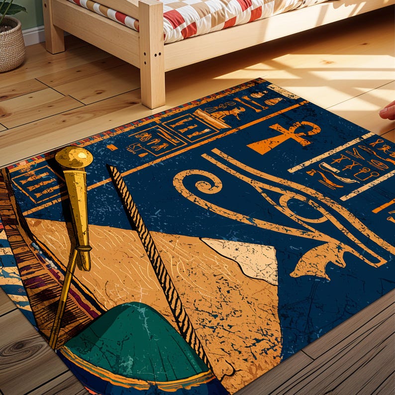 Ancient Egypt Rug, Eye of Horus Rug, Mystical Egyptian Decor, Pyramid ...