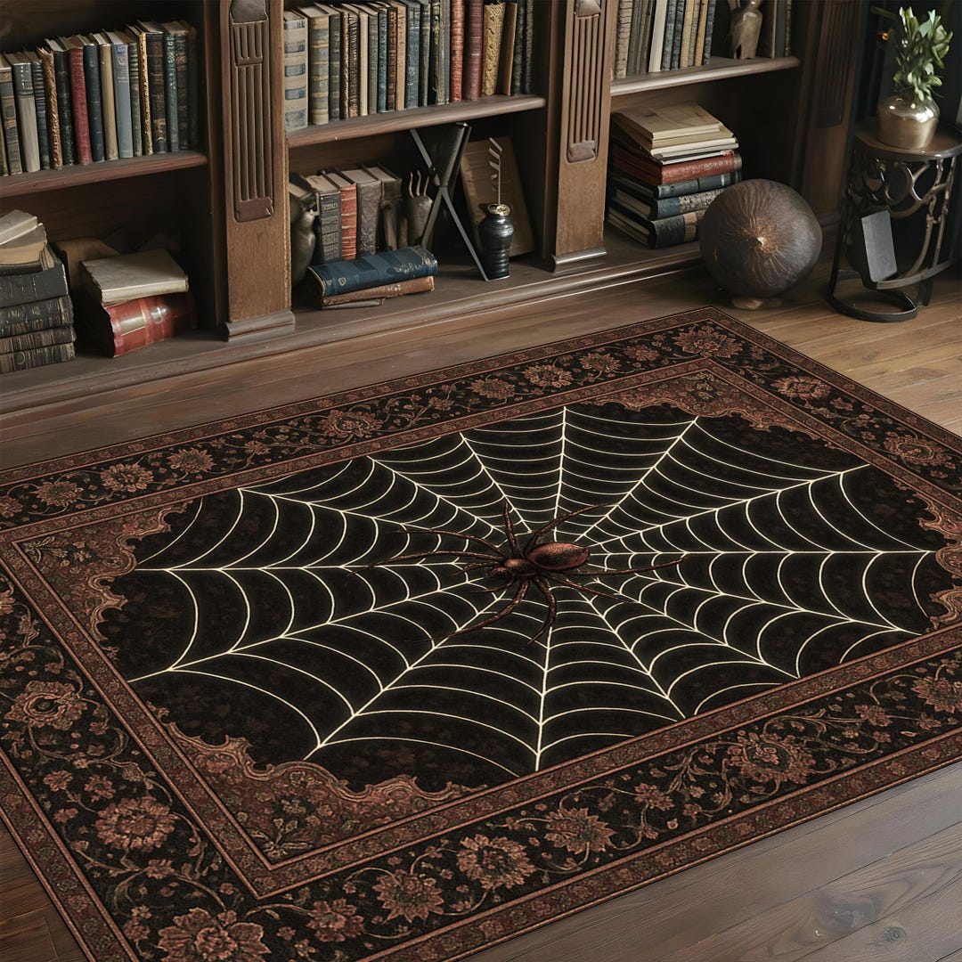 Spider Rug, Gothic Web Rug, Dark Academia Mat, Classic Frame Rug ...