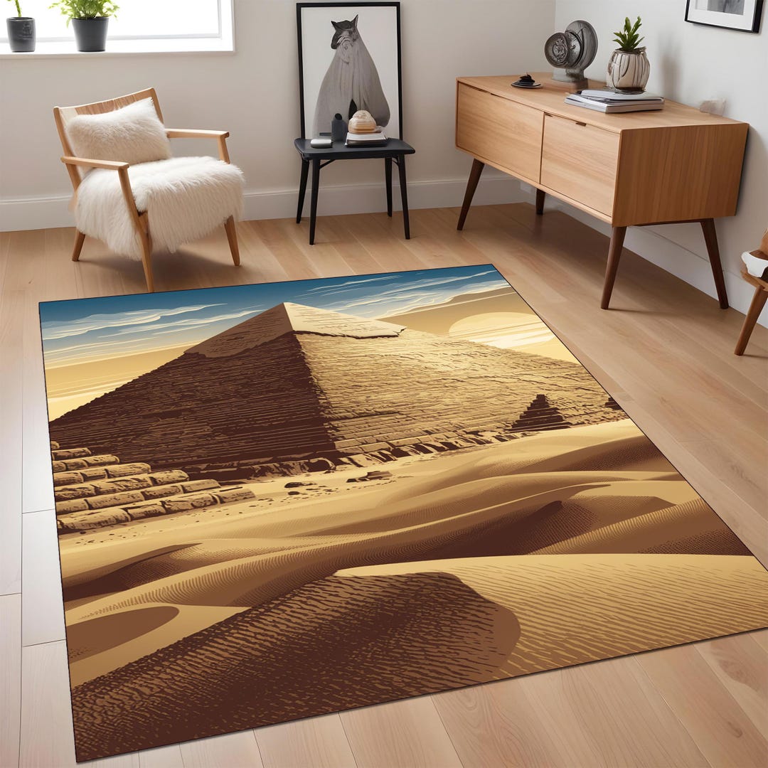 Egyptian Pyramid Rug, Desert Landscape Rug, Pharaoh's Tomb Rug, Giza ...