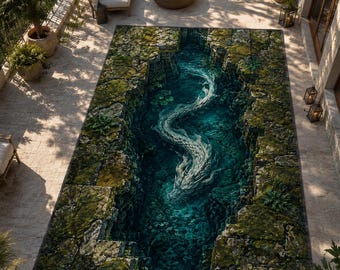 3D Dragon Area Rug Fantasy Water Illusion Carpet Japanese Mythology Rug Outdoor Patio Living Room Decor