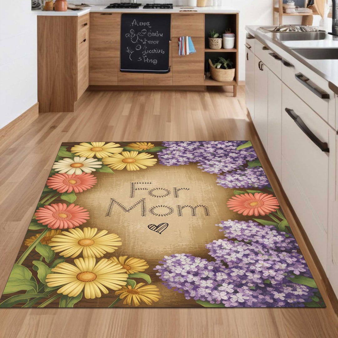 Mother's Day Rug, MOM Floral Carpet, Pastel Bouquet Rug, Gift for Mom ...