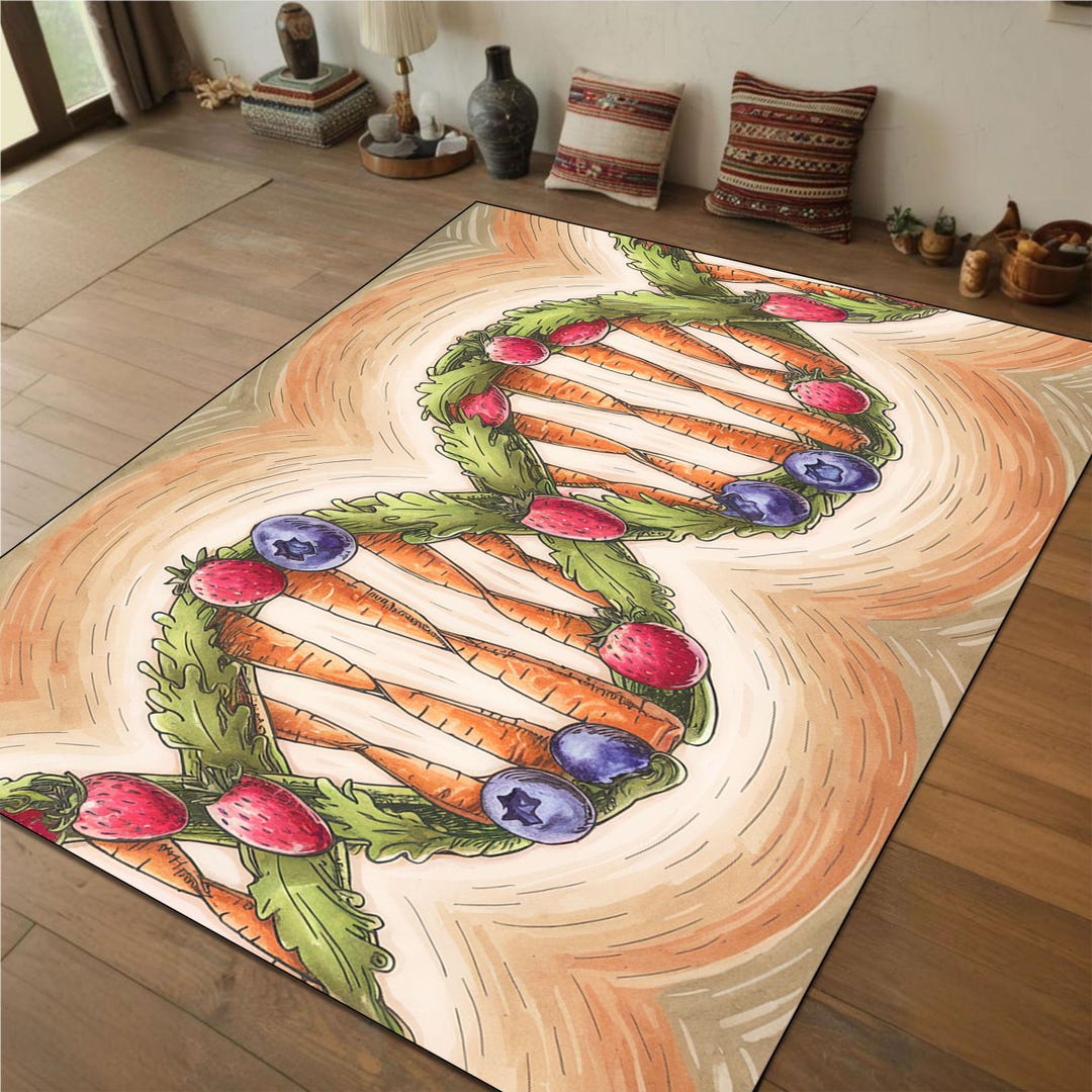 Artistic Dna-themed Rug, Vegetable DNA Rug for Modern Kitchen Designs ...