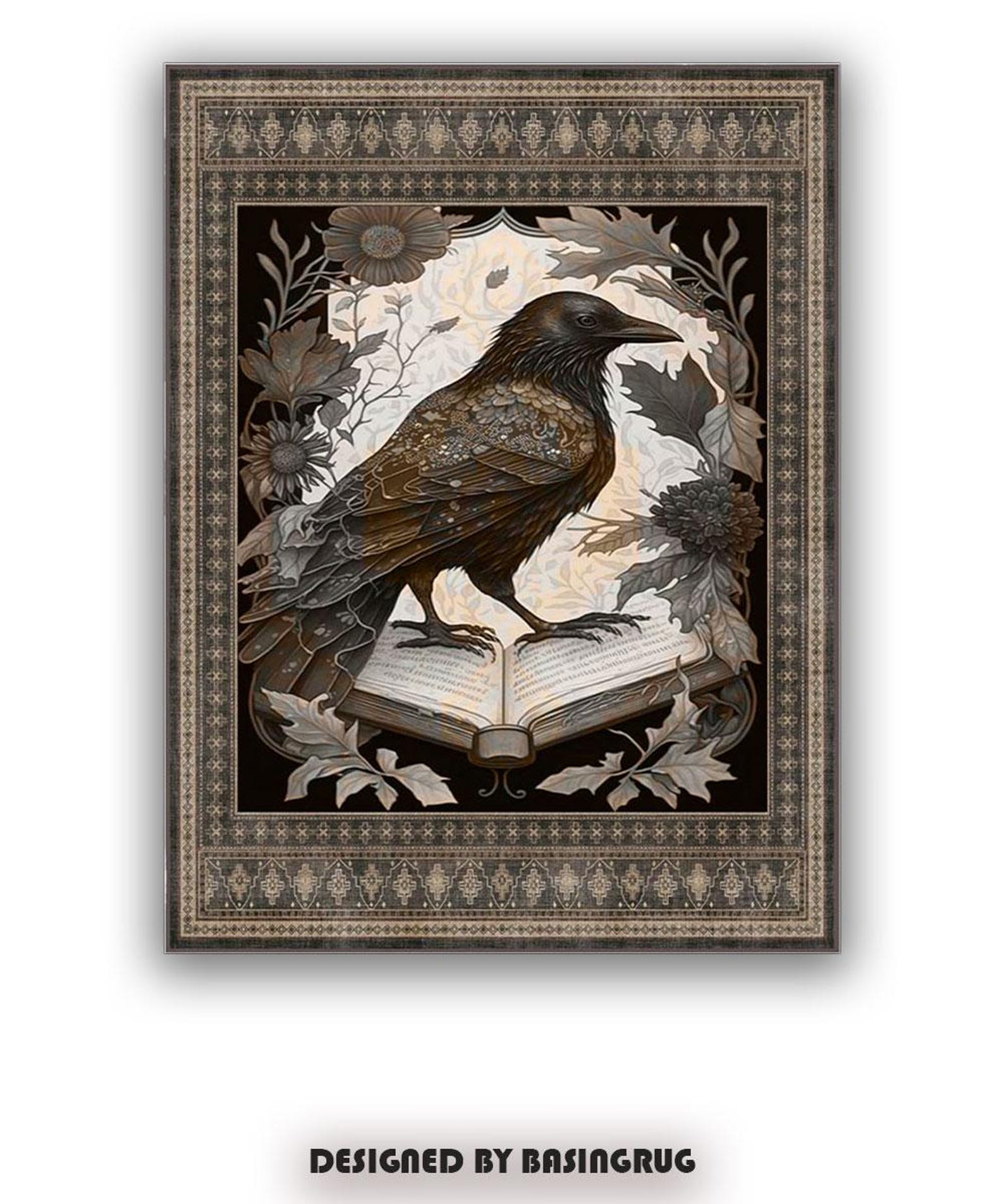 Crow Rug, Raven Rug for Goth Room Decor, Dark Academia Home Decor ...