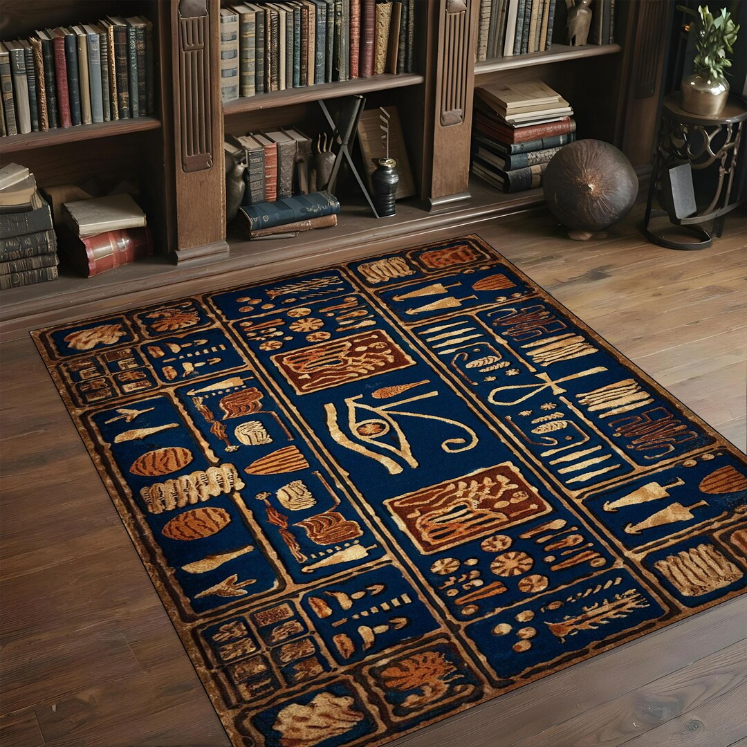Egyptian Rug, Horus Eye Carpet, Hieroglyph Floor Mat, Ancient Symbol ...
