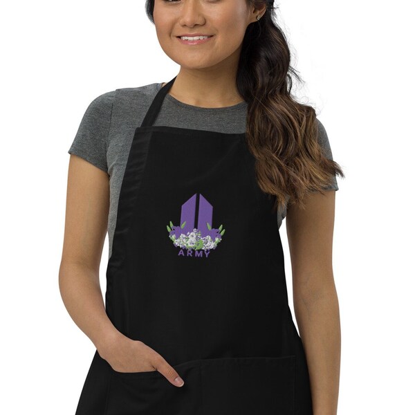 Embroidered BTS Apron, Gift For K-pop idol, Gift for btsarmy, Kpop Merch, I Purple You, Taehyung, Jungkook, RM, Jin, Jimin, Jhope , Suga