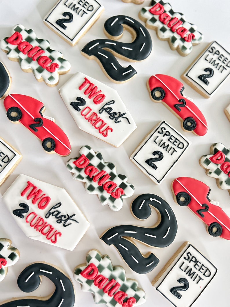 Fast Track Cookies Two Fast Two Curious Royal Icing Cookies 1 Dozen - Etsy