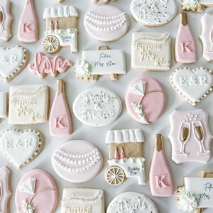 Pearls and Prosecco Bridal Shower Royal Icing Cookies 1.5 Dozen(18 cookies)
