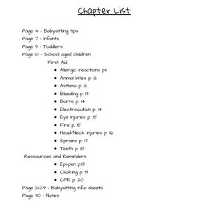Babysitting and First Aid Journal Printable PDF - Babysitter Handbook ...