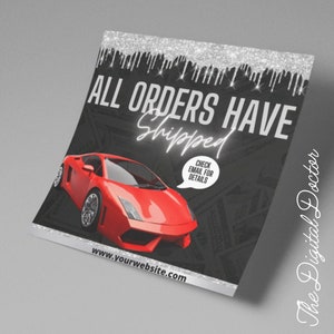 DIY Shipping Confirmation Flyer, All Orders Have Shipped Social Media Post Template, Canva Flyer, Canva Template