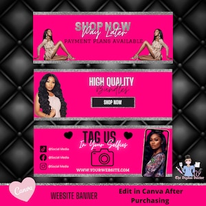 Website Banner, Canva Template, Wix, Shopify, Shop Now, Hair Business, Bundles, Wigs, Instagram Flyer, Website Flyer