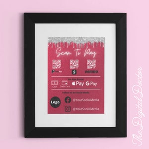 QR Code Sign, Scan to pay template, Scan to pay sign, QR Payment Sign, QR pay sign, Payment Sign, Canva Template