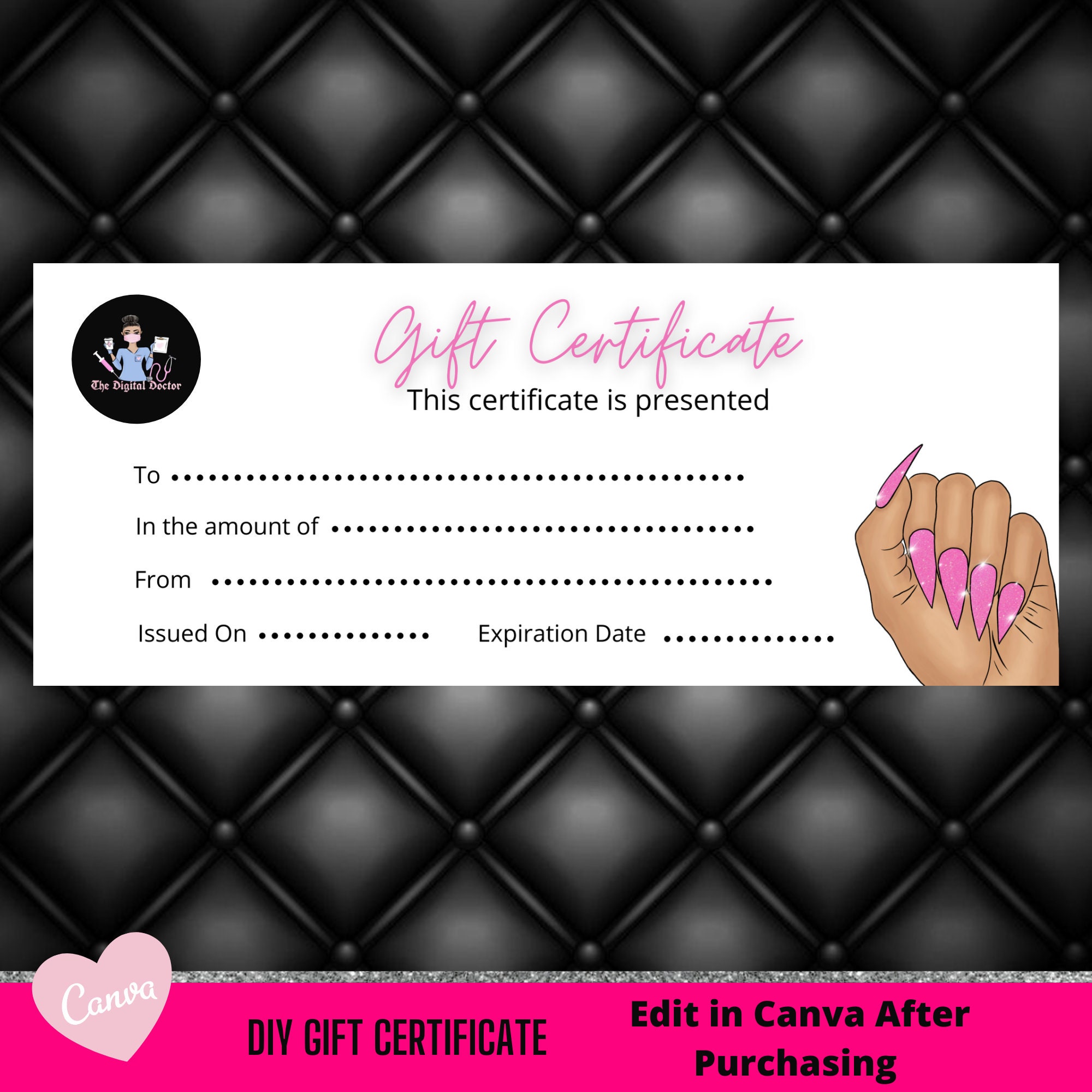 Canva Template Nail gift Certificate Gift Certificate Nail Certificate