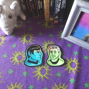 TOS Matte Stickers, Scifi, Trekkie, Spirk, Watercolor, Gradient, Laptop stickers